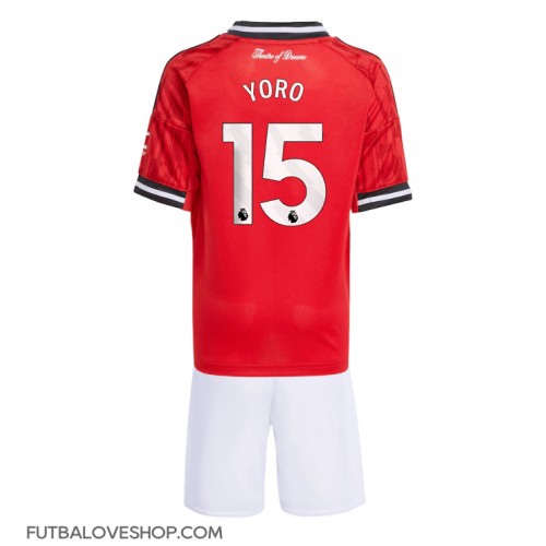 Dres Manchester United Leny Yoro #15 Domáci pre deti 2025-26 Krátky Rukáv (+ trenírky)